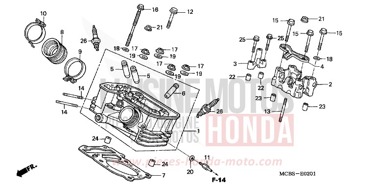 REAR CYLINDER HEAD for Transalp 650 PEARL BREEZY BLUE (PB341E) from 2005